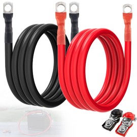 Cocros 4 Gauge Battery Cable 5ft Black & Red with 5/16" Lugs, 4 AWG Battery Cable, Power Inverter Wire Set for Automotive Solar Marine Boat RV Car