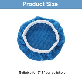 sourcing map 6pcs Car Polisher Bonnet Buffing Pad Micro-Fiber Polishing Buffing Pad Cover for 5"-6" Car Buffer Bonnets Polisher, Dark Blue