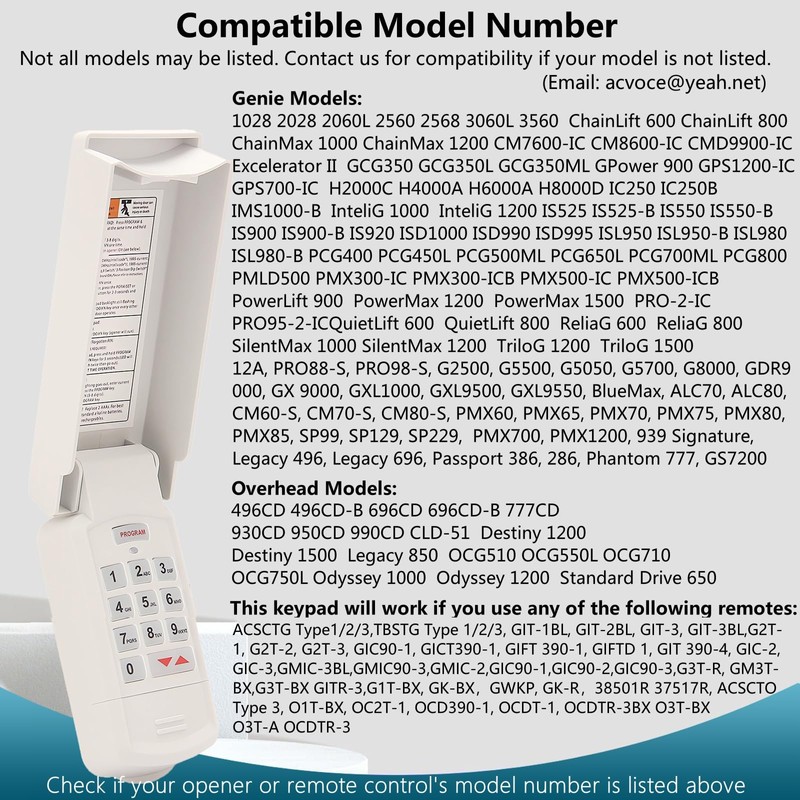 for Genie Garage Door Opener Keypad, Compatible with All Genie