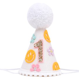 LINLULU Daisy groovy one birthday hat for girls - spring 1st birthday hat, groovy one first birthday decorations, floral 1st birthday crown, daisy 1st birthday decor