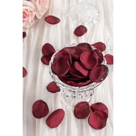 400pcs Satin Silk Rose Petals, Artificial Wedding Petals for Aisle Table Centerpiece/Flower Girl Basket, Reusable Flower Petals for DIY Party/Valentine's Day/Bridal Shower (Wine Red)