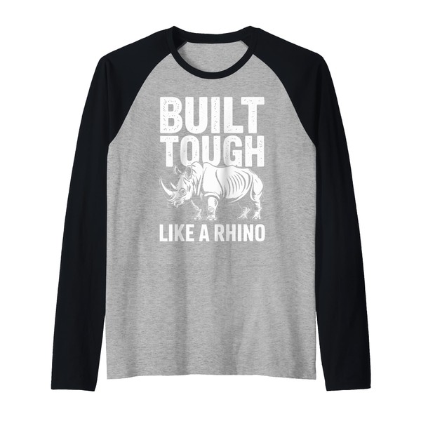 Rhino Build Tough Like A Rhino Animal Raglan Baseball Tee