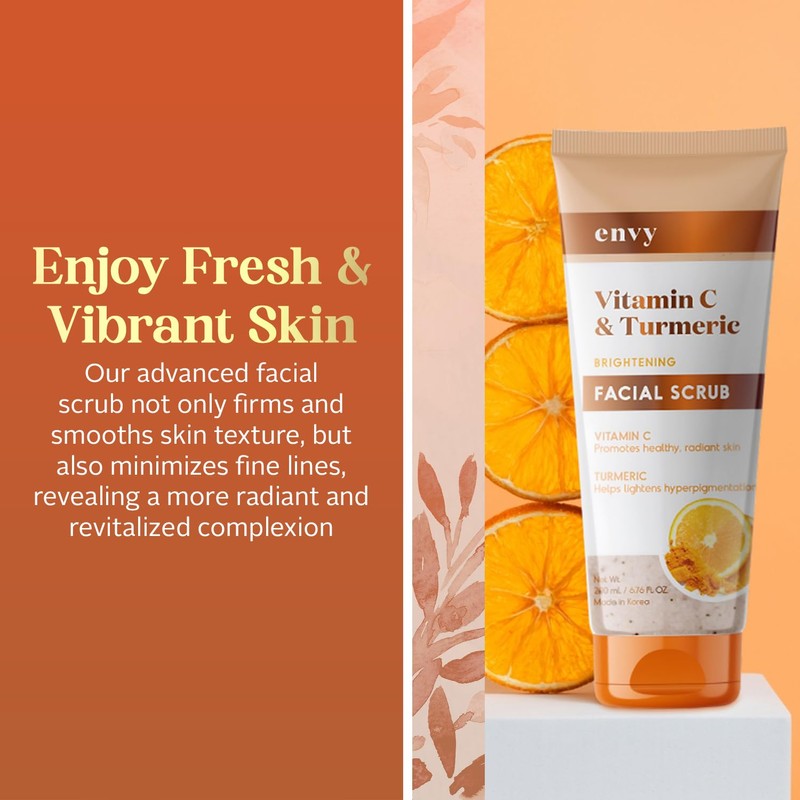 Envy Vitamin C and Turmeric Face Scrub - Clears Blackheads,