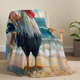 PINKBAY Pig and Chicken Flannel Throw Blanket, 50×60in - 340GSM Cozy Lightweight Thick Abstract Animals Blanket - Birthday for Women, Men and Kids Bedroom Living Room Couch Sofa Decor