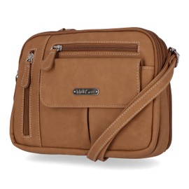 MultiSac Women's Zippy Triple Compartment Crossbody Bag, Hazelnut, One Size