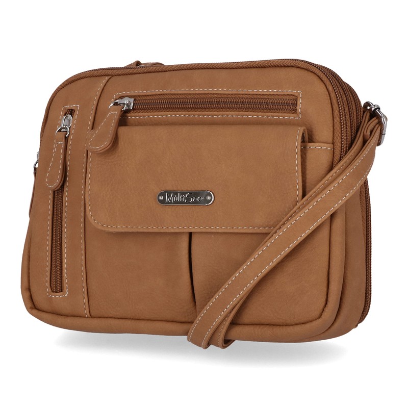 MultiSac Women's Zippy Triple Compartment Crossbody Bag, Hazelnut, One Size