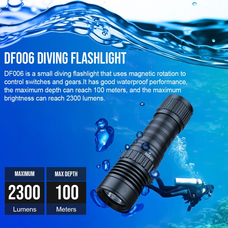 Trustfire DF006 Dive Light 2300LM/100M/3 Mode with Scuba Flashlight Holder
