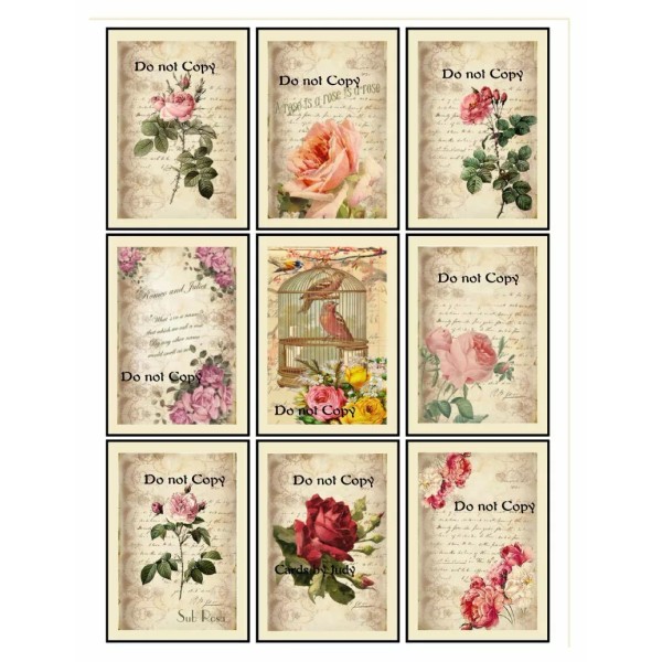 Handmade cards (9) Vintage Roses~Greeting Card Making Toppers~Embell