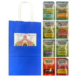 Big Top Deals USA 8-Pack Veggie Chips Custom Bundle - White Cheddar, Wasabi Ranch, Tomato Basil, Mango Chili Lime, Black Pepper, Kick'n BBQ, Hot & Spicy, Caesar – Harvest Snaps - 5.25x3.2x8 Blue Bag