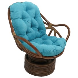Blazing Needles Solid Microsuede Swivel Rocker Chair Cushion, 48" x 24", Aqua Blue