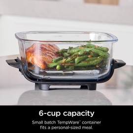 Ninja 6-Cup 2-Pack CleanCrisp Glass Containers for Meal Prepping with Leak-Proof Storage Lids, Compatible with Ninja Crispi Portable Cooking System, Microwave, Freezer & Dishwasher Safe, XSKSFN2X6CUP