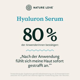 NATURE LOVE® Hyaluronic Serum - 30 ml High Dose Hyaluronic Acid (Hyaluronic Acid) - 100% Natural Cosmetics - with Sea Buckthorn Leaf Extract, Spirulina & Glycerin - Moisturising Serum, Face Care