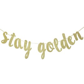 Stay Golden Glitter Gold Banner, Golden Birthday Banner, Lucky Birthday Decorations(Gold)