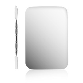 Makeup Palette Small Stainless Steel Cosmetic Spatula Rectangle Shape Foundation Mixing Plate Tool