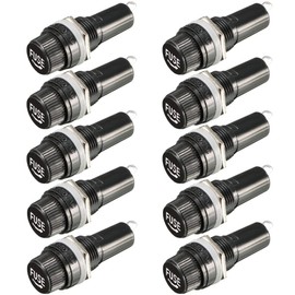 KILIGEN 10 pcs 5 × 20mm Fuse Holder AC 10A 250V Black Screw Cap Fuse Holder, Panel Mount Screw Cap Fuse Holder