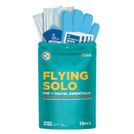 Be Smart Get Prepared Flying Solo PPE & Travel Essentials Kit - 15 Pieces - Designed for Home, Auto, Travel & Office - Compact & Portable