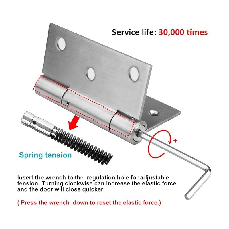 3pcs 3'' Self-Closing Stainless Steel Door Hinge Spring Door Hinge