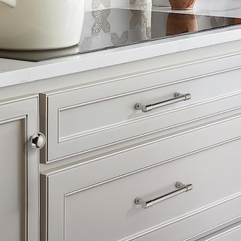 khtumeware 10 Pack 5 Inch Polished Nickel Cabinet Pulls Kitchen
