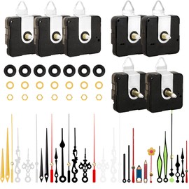 7pcs High Torque Quartz Clock Movement Mechanism Replacement Clock Kit with 10 Different Pairs of Hands Clock for DIY Handicrafts Repair Clock Parts Shaft Lengths 12mm 15.5mm 21.5mm