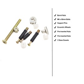 binifiMux 90pcs Crib Screws Furniture Cam Lock Connecting Screws Nuts Assortment Kit,Hex Socket Cap Screws/Cam Fitting/Dowel/Pre-Inserte for Cabinets Cupboards Chairs Boards Headboards