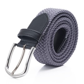 DWOY Elastic Fabric Belt Braided Belt for Men and Women, gray