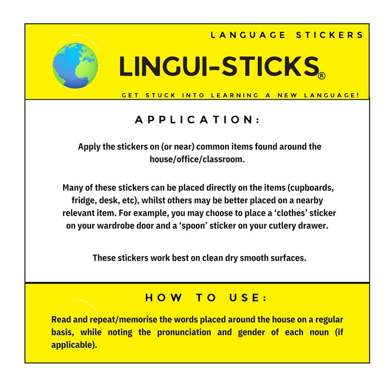 Lingui-Sticks Language Learning Stickers - Educational Stickers to Learn Spanish
