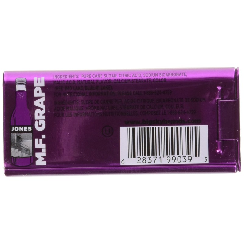 JONES Soda Carbonated Candy, Grape, Pack of 8