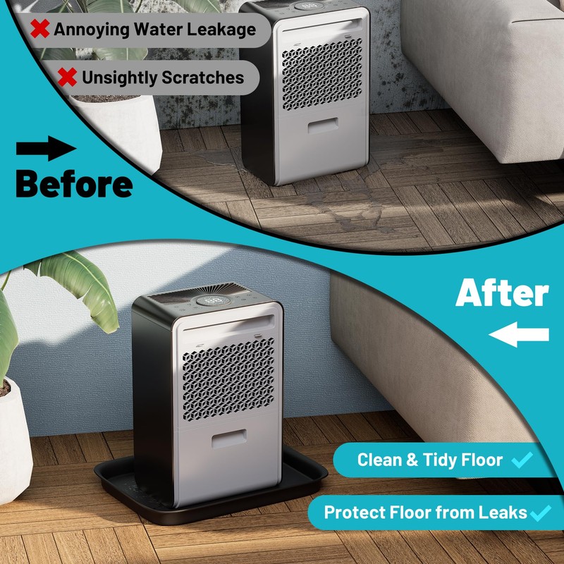Chiligent Dehumidifier Drip Pan, Hard Plastic Non-Slip Large Drip Tray