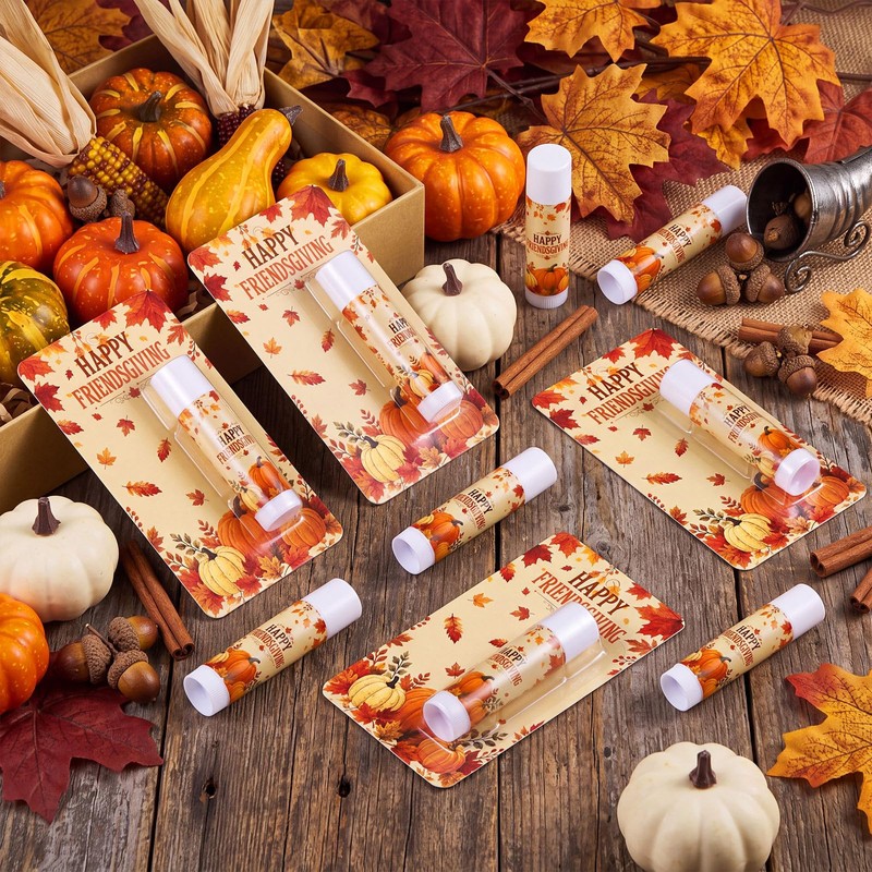 24 Set Friendsgiving Gift Bulk Thanksgiving Lip Balm Bulk