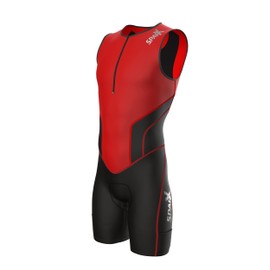 Sparx X Triathlon Suit Racing Tri Cycling Skin Suit Bike Swim Run (Red, Medium)