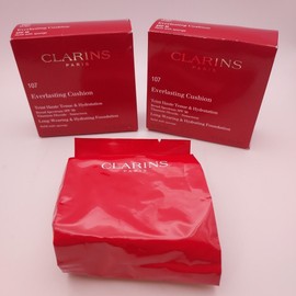 Clarins LOT OF 2 Clarins Everlasting Cushion Foundation Refill 107 BEIGE SPF 50 Sealed