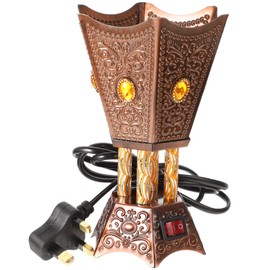 SEWACC Arabian Incense Burner, Bakhoor Burner Bakhoor Electric Incense Burner Desktop Plug in Metal Censer Burner for Home Office Yoga Room Decor (Copper, UK Plug)