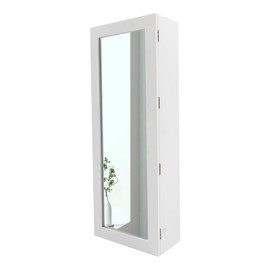 Wall Mounted Ironing Board Cabinet, Built in Ironing Board with Iron Storage & Mirror & Garment Hooks, Foldable Ironing Storage Station for Home, Apartment, Laundry (Standard)