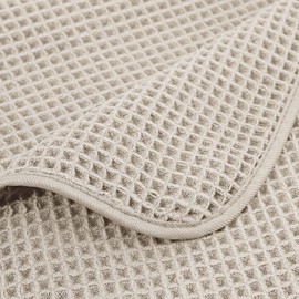 POLYTE Microfiber Quick Dry Lint Free Bath Sheet, 70 x 35 in, Set of 2 (Beige, Waffle Weave)