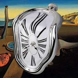 FAREVER - Reloj derretido de Salvador Dalí para decoración en casa, Oficina, Estante, Escritorio, Regalo Divertido y Creativo, Color Plata Roma