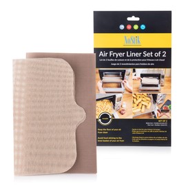 Vitinni No Stik Reusable Air Fryer Liners | Air Fryer Accessories | 2pcs | Cut to Size | Compatible with All Air Fryer Models | Round Shape | Brown | Made in Belgium (Rectangular Shape)