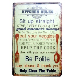 UOOPAI Kitchen Rules Metal Tin Sign, Vintage Plaque Poster Home Kitchen Dining Room Wall Decor