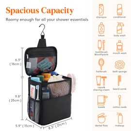 Lifewit Shower Bag Mesh Shower Caddy Portable College Dorm Room Essentials Tote Bag for Bathroom, Gym, Travel, Camping Quick Dry Hanging Shower Organizer Basket Toiletry Bag, Medium, Black