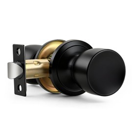 Brotima 1 Pack Black Door Knobs Interior, Tulip Closet Door Knob Black Interior Door Knobs Matte Black Passage Door Knobs for Bedroom or Bathroom Interior Doorknobs Non-Locking Indoor Door Knobs