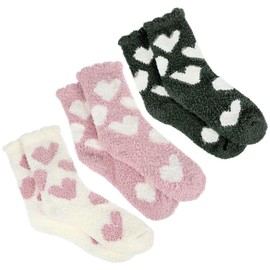 3 Pairs Moisturizing Socks Overnight, Love Heart Aloe Socks, Moisturizer Sock for Dry Cracked Feet, Cozy Gel Spa Sock for Women - No Gel (Milky White, Pink and Dark Green)