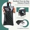 RayLove Double Eyeglasses Pouch with Carrying Strap PU Leather Soft