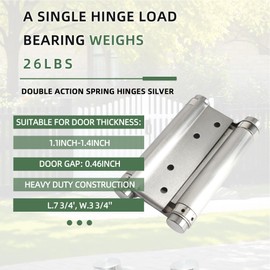 AnvFlik Double Action Spring Hinges, Self Closing Door Hinges for Cafe Saloon Pub Swinging Doors, 201 Stainless Steel, Including Pins and Screws, 4-Pack (5inch)