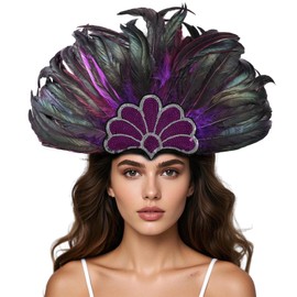 Daieeparty purple Feather Headpiece Carnival Caribbean Headdress Showgirl Cosplay Accessories for Women