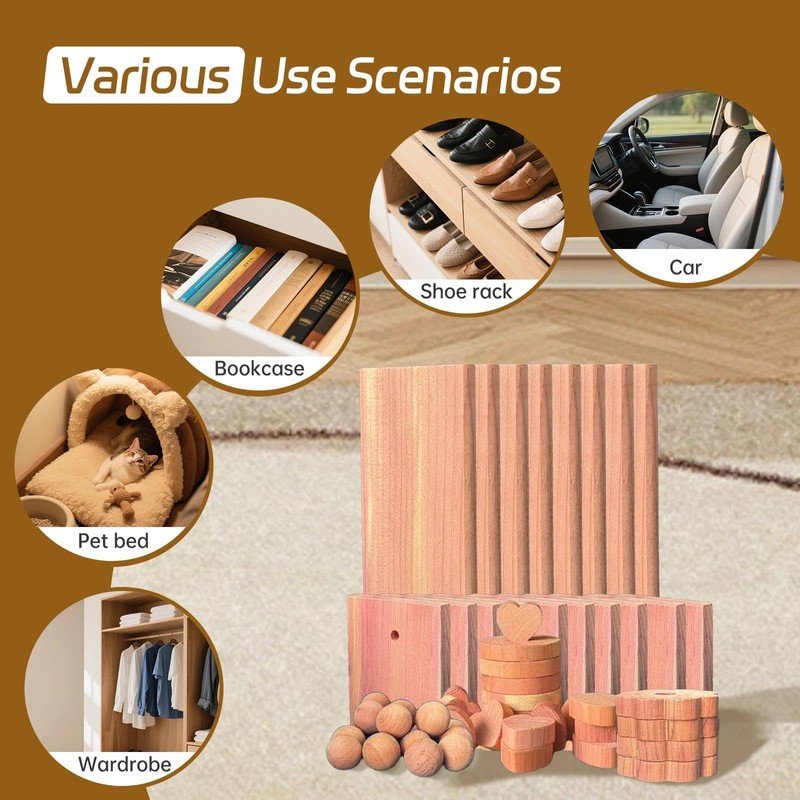 Cedar Blocks for Clothes Storage 67 Pack, Cedar Chips, 100%