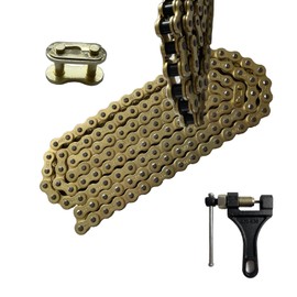 LKSM Gold 420 Motorcycle Chain 132 Link Standard with Chain Breaker 10 Connecting Master Link for 100cc 110cc 125cc Dirt Pit Bike ATV Quad Go Kart Mini Bike Scooter