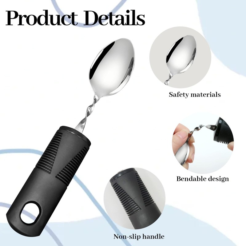 Easy Grip Disability Aids Cutlery,Curved Spoon with Wide Chunky Grip