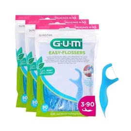 GUM Easy-FLOSSERS | Single-use Flossing Picks | Remove Plaque from Between Teeth | Fluoride and Vitamin E Coating | 3 x 90 Sticks