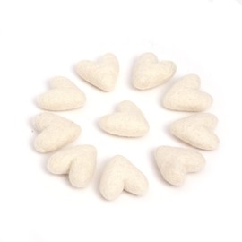 Glaciart One White Felted Hearts - 1.5” (10 Pcs) - Needle Felting - Needle Felting & Essential Oils Ready - Handmade in Nepal Using 100% Natural New Zealand Wool, for Art Projects & Valentines Decor