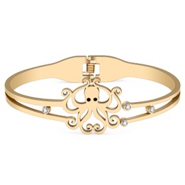 RAIDIN Gold Bangle Bracelet for Women Girls 18K Gold Plated Stainless Steel Dainty Rhinestone Crystal Ocean Animal Cuff Bracelets Fashion Jewellery Gifts for Mum Girlfriend, Stainless Steel