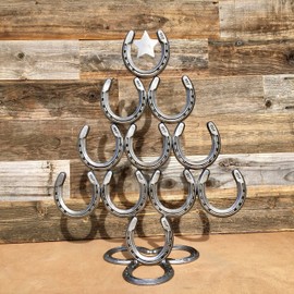 The Heritage Forge Rustic Christmas Table Decorations Made of Real Horseshoes - Hang Ornaments and Great for Festive Holidays - Upward